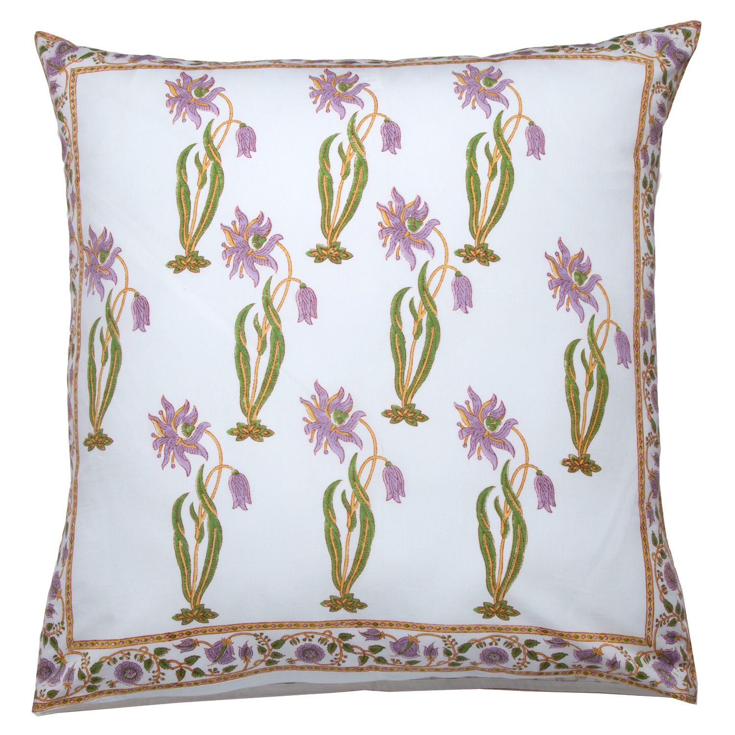 Indian Handmade Decor Violet Hand Block Printed Cotton Sham Pillow Cushion Cover
