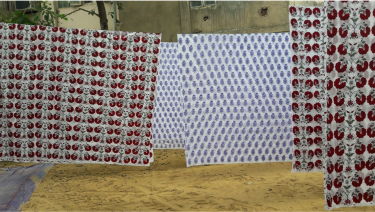 Marigold Living - drying block printed cloth