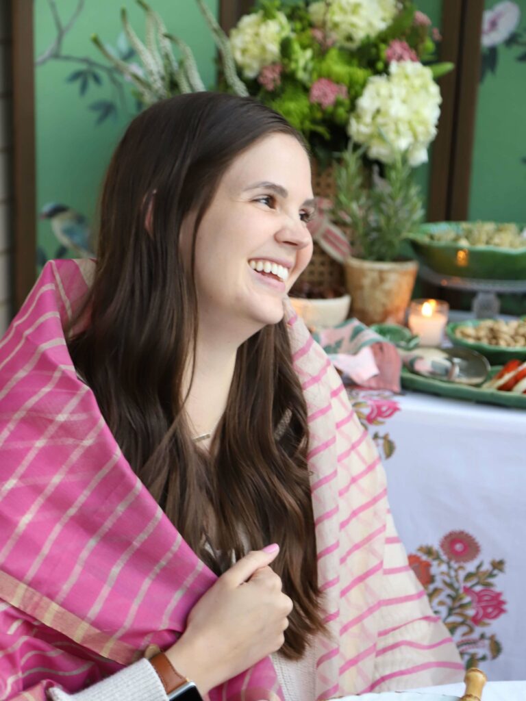 Holiday gift idea of fuchsia silk scarf