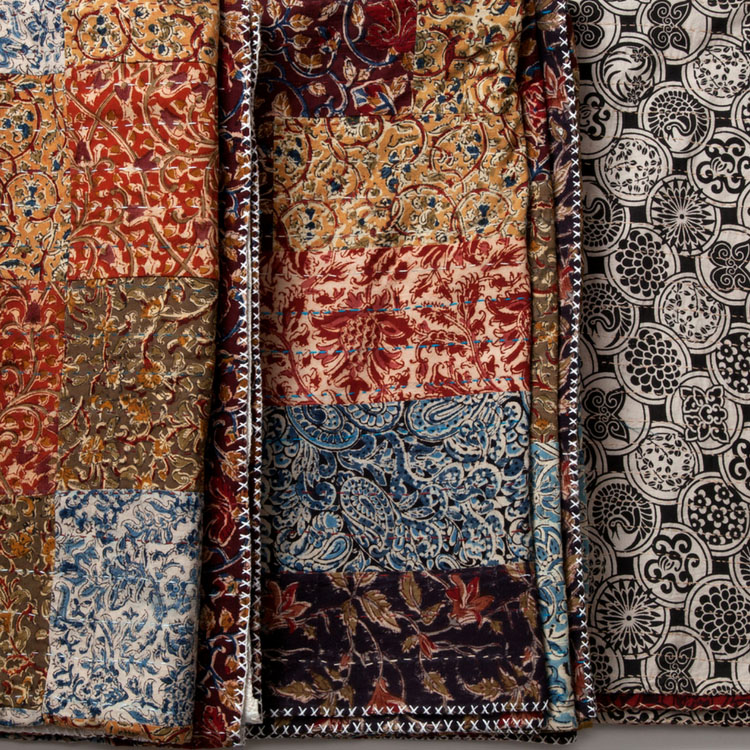MarigoldStyle kalamkari kantha style patchwork and hand stitched quilts