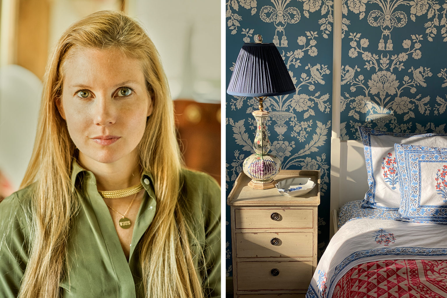 Mieke Ten Have Combining Indian Block Print Bedding & Western Chic