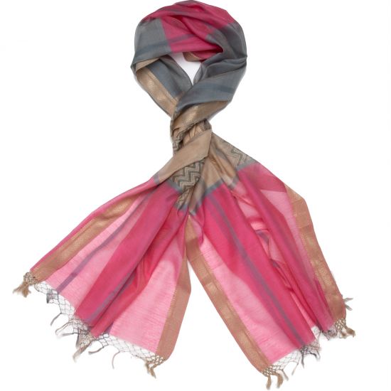 Aurora Chevron Scarf - Hot Pink/Slate Blue