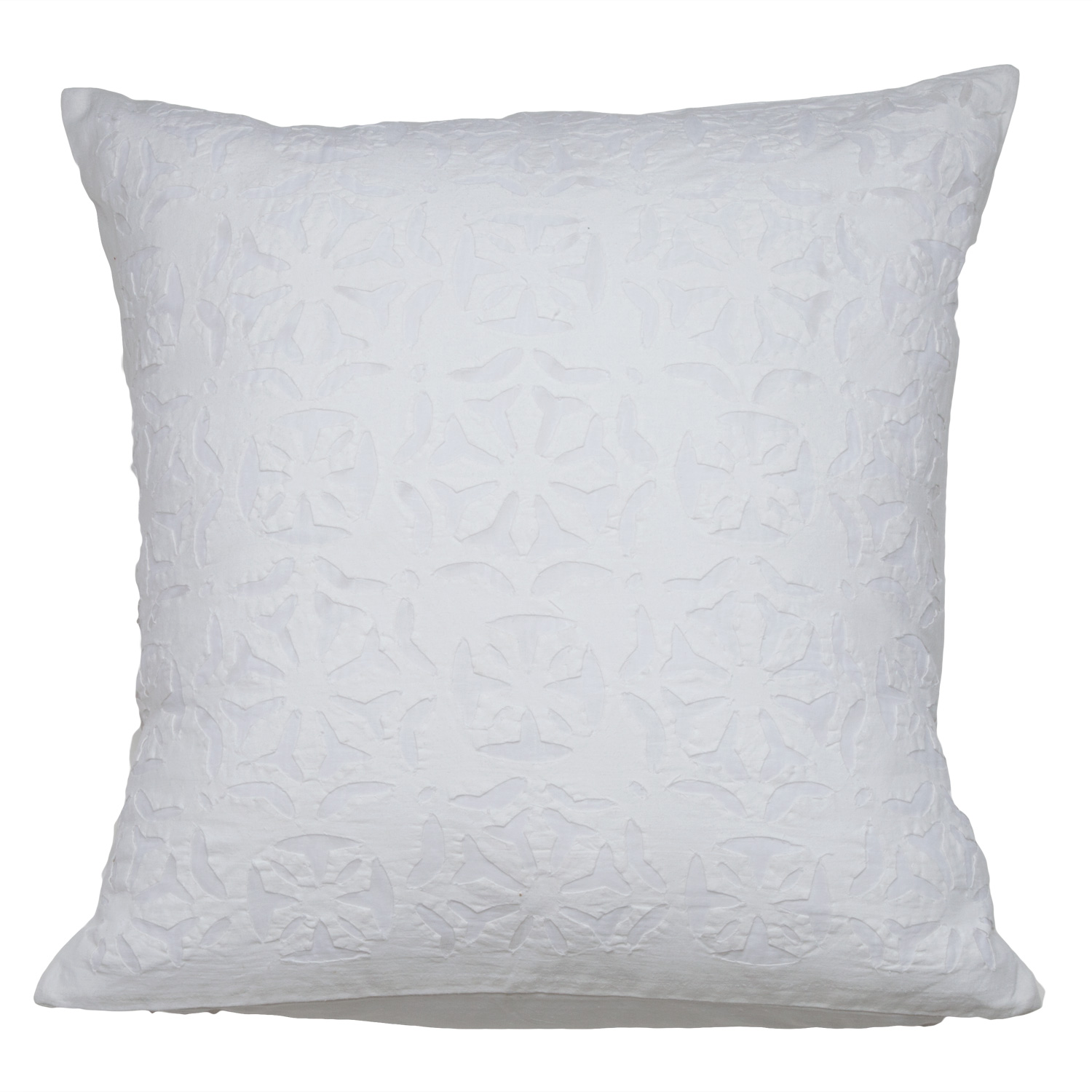 20x20 White Pillow Cover: Ayana Geometric Applique