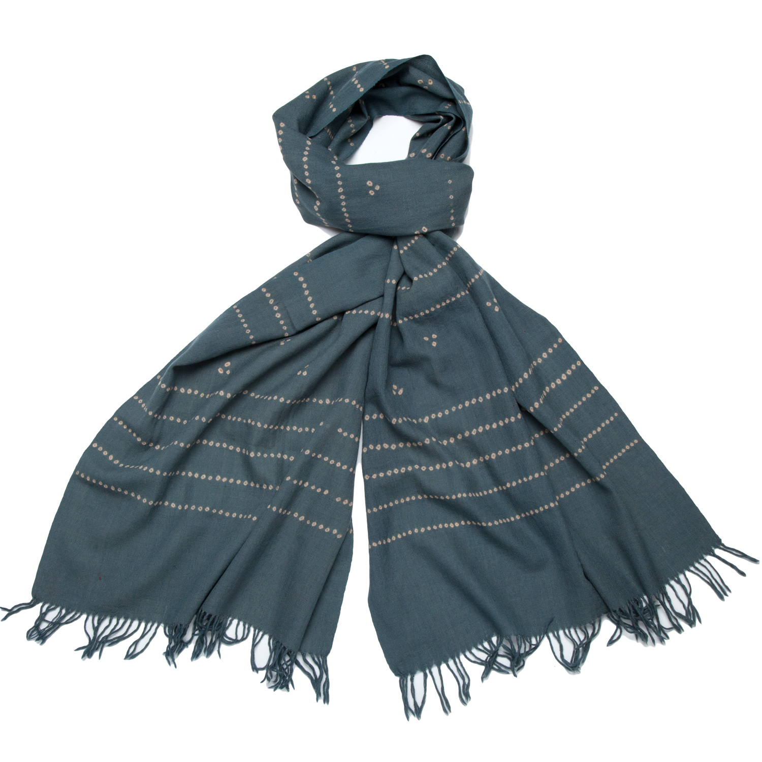 Grey Double Knot Bandhani Silk Scarf Grey Double Knot Bandhani Silk Scarf