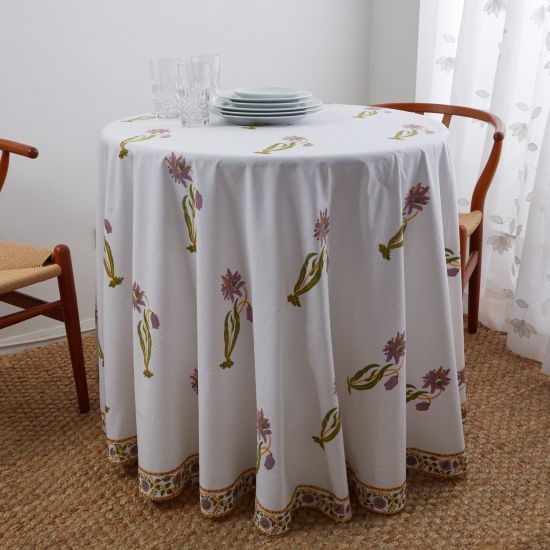 Florence Round Tablecloth - Lilac/Green