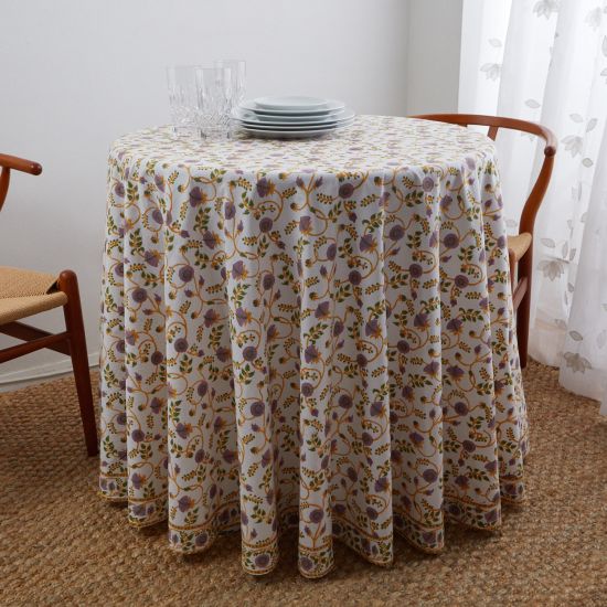 Gina Round Tablecloth - Lilac/Green