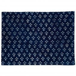 Indigo & Red Tablecloth: Carnation Flower Block Print