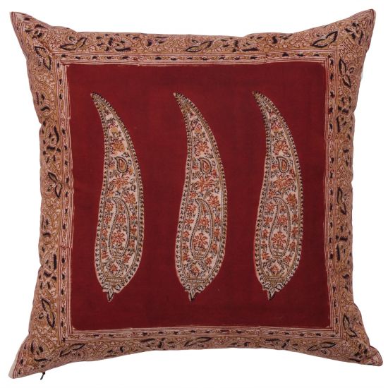 Long-Wide Andhra Reversible Paisley Pillow Cover - Maroon